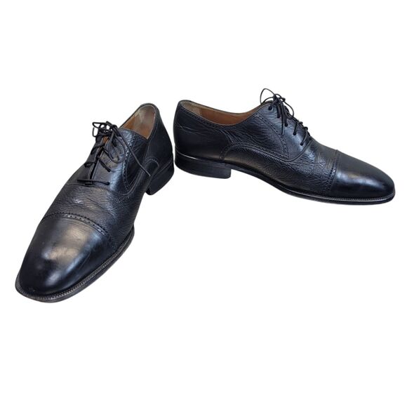 Magnanni Dress Shoes Leather Cap Toe Oxford Black Mens‎ 11 US - Picture 1 of 16
